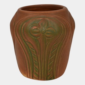 Van Briggle 1920s Vintage Arts And Crafts Pottery Brown Green Ceramic Vase 310