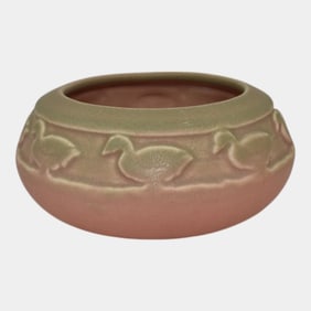 Rookwood 1923 Vintage Art Pottery Matte Pink Ceramic Duck Vase 2384