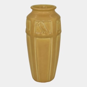 Rookwood 1923 Vintage Arts And Crafts Pottery Matte Yellow Rook Vase 2322