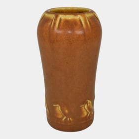 Rookwood 1929 Vintage Art Pottery Brown Buttressed Rook Vase 2326