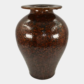 Bulldog Studio Seagrove North Carolina Pottery Crystalline Brown Vase Gholson