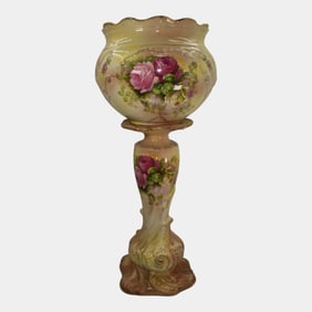 Austrian Art Nouveau Large Ceramic Jardiniere And Pedestal