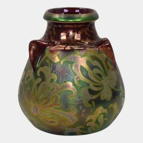 BACS Cannes-Eden Golfe-Juan A. M.  Sicard Art Nouveau Pottery Luster Vase