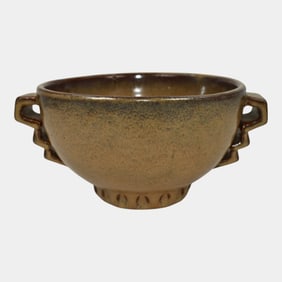 Fulper Double Brown Copper Handled Art Deco Vase 857