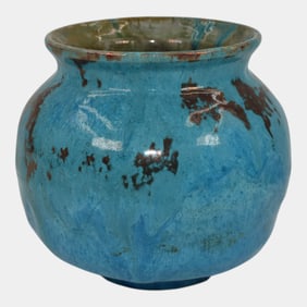 Pewabic Art Pottery Hand Made Blue Iridescent Luster Vase