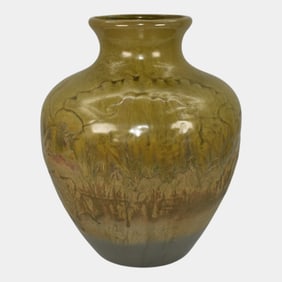 Red Wing Nokomas 1930s Vintage Art Pottery Lion Large Vase 164