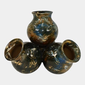 Rookwood 1882 Limoges Vintage Art Pottery Ceramic Four Vessel Vase
