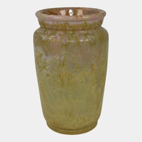 Roseville Carnelian II Green Yellow Pink Trial Glaze Vintage Pottery Vase 308-7