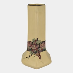 Weller Hudson 1920s Vintage Art Pottery Floral Hand Painted Vase