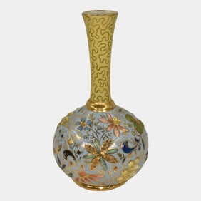 William Dell And Co.  Cincinnati Ohio Art Pottery Gold Floral Ceramic Vase