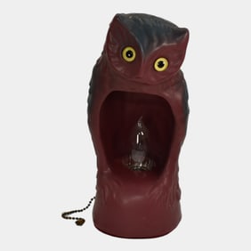 Van Briggle Pottery 1910s Mulberry Tall Figural Owl Night Light Lamp