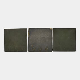 Van Briggle Pottery Early Arts and Crafts Matte Green Budding Flower Tiles