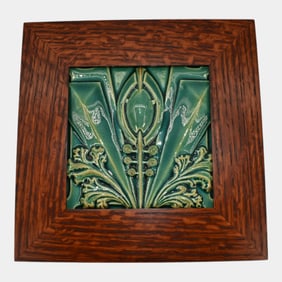 Motawi Tileworks Pottery Green Archer Framed Ceramic Tile