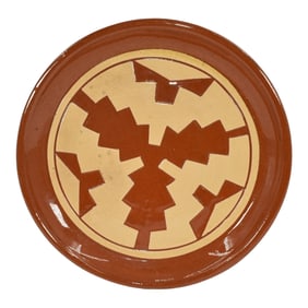 Pine Ridge Sioux Dakota Pottery Hand Made Geometric Plate Woody