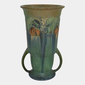 Roseville Baneda Green 1932 Pottery Vase 593-8