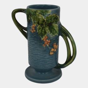 Roseville Bushberry Blue 1941 Pottery Vase 32-7