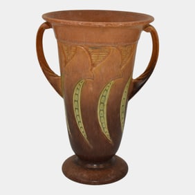 Roseville Falline Brown 1933 Vintage Pottery Vase 646-8