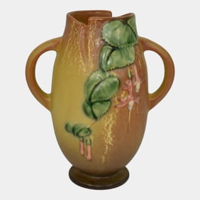 Roseville Fuchsia Brown 1938 Art Pottery Vase 894-7