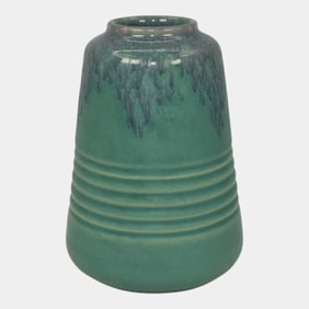 Roseville Imperial II 1930 Vintage Art Deco Pottery Blue Purple Drip Vase 468-5
