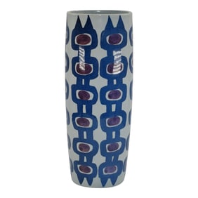 Royal Copenhagen Faience Vintage Pottery Blue Tenera Tall Ceramic Vase Koefoed
