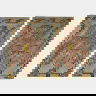 Vintage Art Nouveau Art Pottery Iris Large Ceramic Tiles: We offer in house shipping on all items. Plus spend $2000 on winning bids and your shipping is free. Vintage Art Nouveau Art Pottery Iris Large Ceramic Tiles Shows well with small nicks to corners and