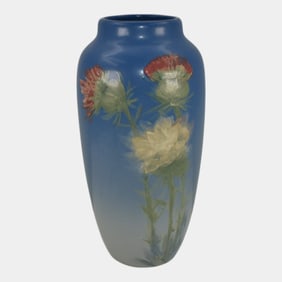 Weller Hudson 1920s Vintage Art Pottery Blue Vase