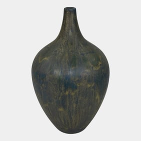 Vintage Art Pottery Blue Green Ceramic Gourd Vase