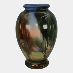 Heinrich & Co Selb Bavaria Porcelain Hand Painted Scenic Landscape Vase 2427
