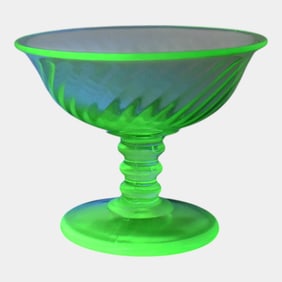 Uranium Green Depression Glass Sherbet Bowls Set Of 5