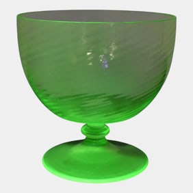 Uranium Green Depression Glass Stemware Glasses Set Of 4