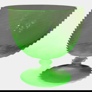 Uranium Green Depression Glass Stemware Glasses Set Of 4: We offer in house shipping on all items. Plus spend $2000 on winning bids and your shipping is free. Uranium Green Depression Glass Stemware Glasses Set Of 4 Excellent original condition. No damage