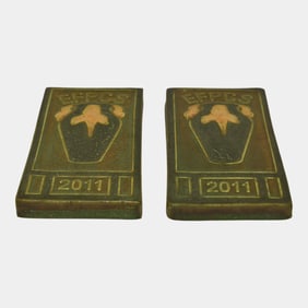 Ephraim Faience 2011 Hand Made Art Pottery Green EFPCS Commemorative Tiles