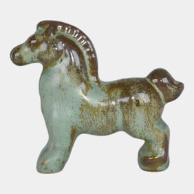 Frankoma 1940s Vintage Pottery Green Brown Horse Figurine