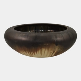 Fulper Pottery Large Brown Blue Flambe Console Bowl 437M