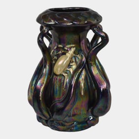 Heliosine Austrian Pottery Iridescent Glaze Art Nouveau Vase