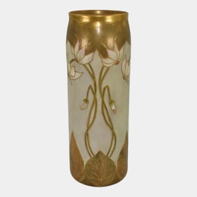 Lenox Belleek Art Pottery Gold Art Nouveau Porcelain Flower Vase