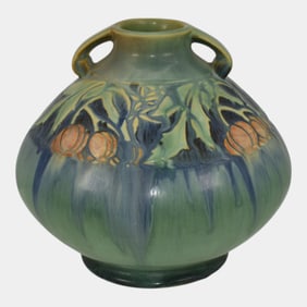 Roseville Baneda Green 1932 Vintage Arts And Crafts Pottery Ceramic Vase 605-6
