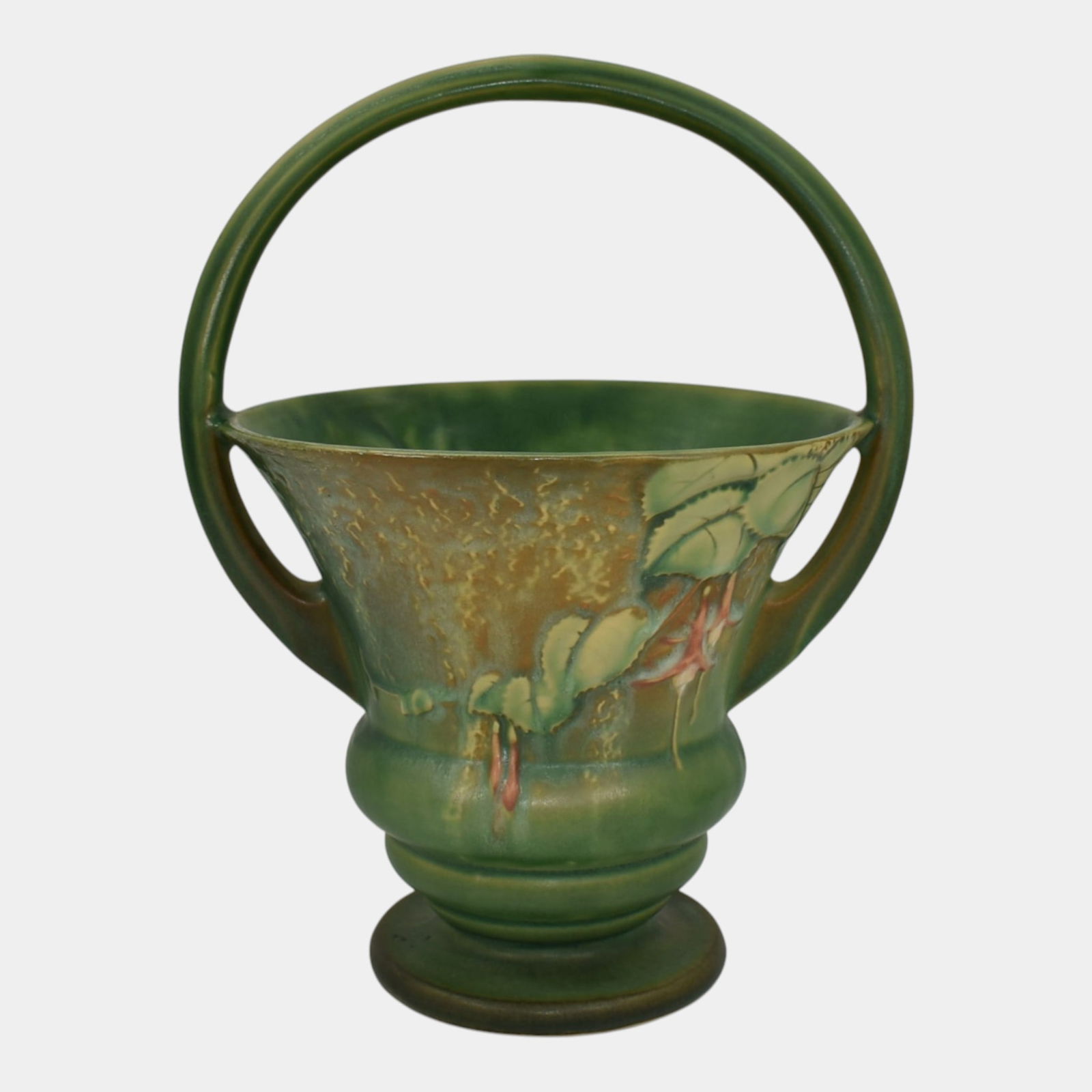 Roseville Fuchsia Green 1938 Vintage Pottery Ceramic Basket 351-10 (1 of 6)