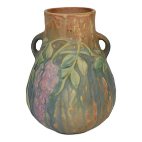 Roseville Wisteria Blue Pottery Ceramic Vase 631-6