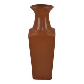 Van Briggle Vintage Pottery Matte Brown Square Shouldered Vase