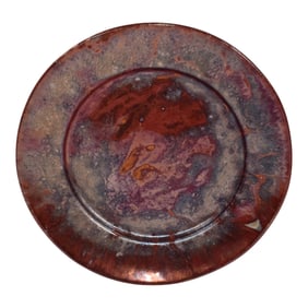 Pewabic Detroit 1930s Art Pottery Hand Made Red Iridescent Ceramic Plate