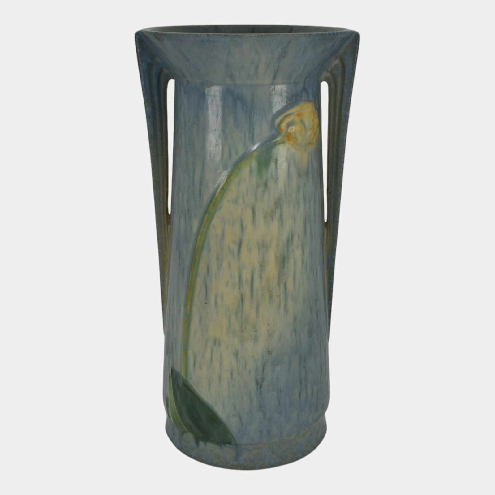 Roseville Futura Blue 1928 Weeping Tulip Art Deco Pottery Ceramic Vase 437-12 (1 of 6)