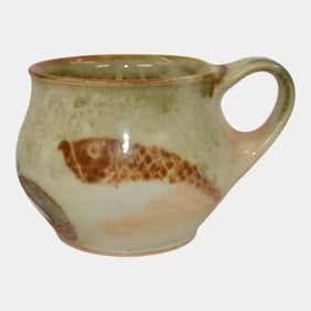 Bulldog Studio Pottery Seagrove North Carolina Fish Ceramic Mug Gholson