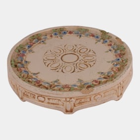 Chicago Crucible Vintage Art Pottery Ivory Floral Tea Tile