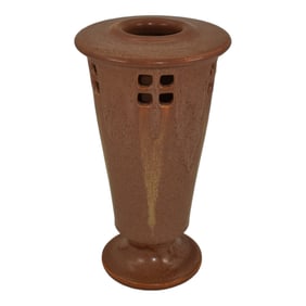 Ephraim Faience 2006 Hand Made Pottery Orange Pasadena Lantern Vase 607