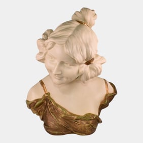 German Vintage Art Nouveau Ceramic Bust