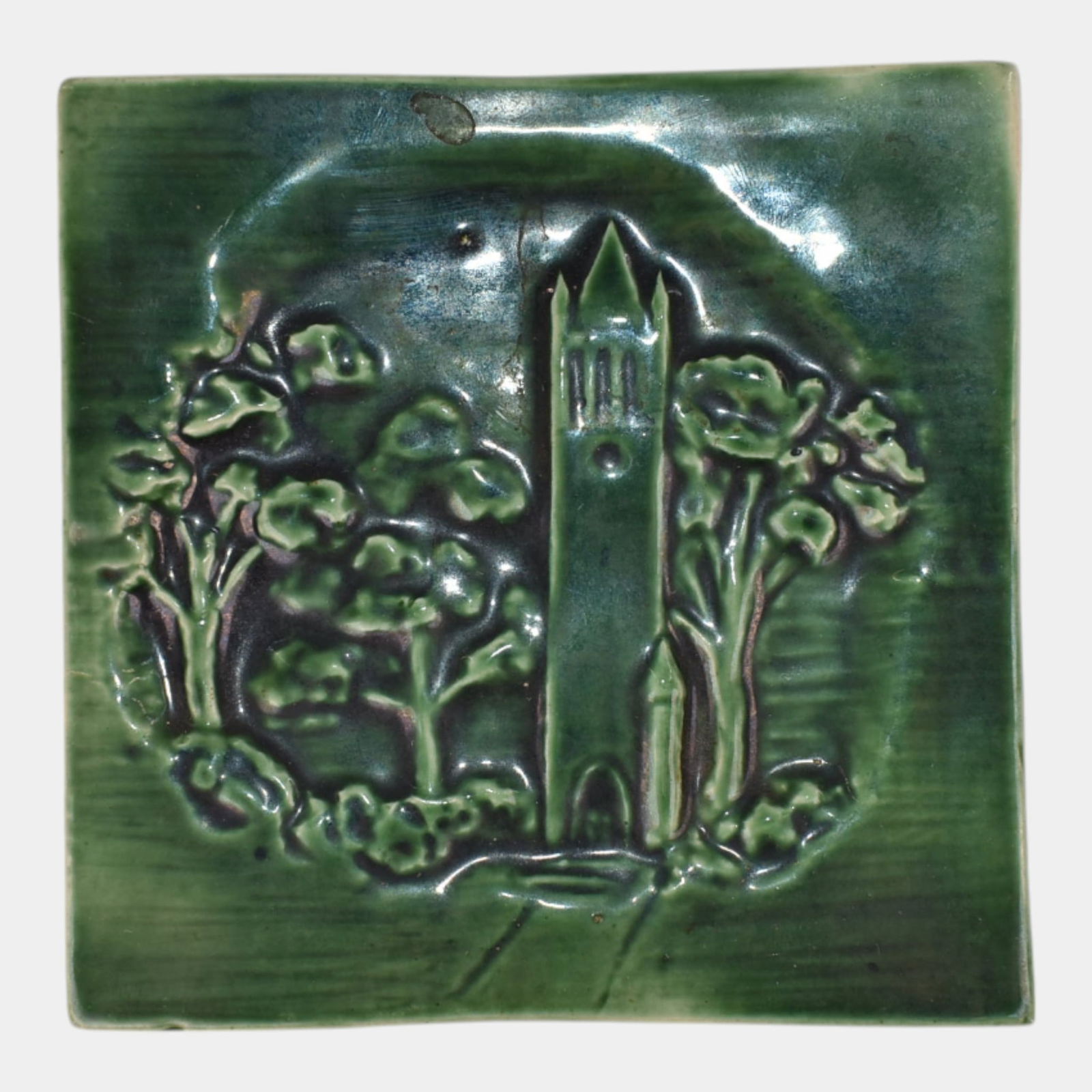 Iowa State Vintage Art Pottery Green Memorial Carillon Tile (1 of 6)