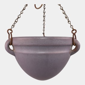 Marblehead Vintage Arts and Crafts Pottery Purple Ceramic Hanging Basket Planter
