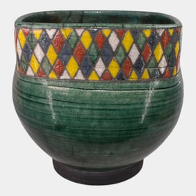 Marie-Christine Lete Canadian Studio Art Pottery Hand Made Green Ceramic Vase