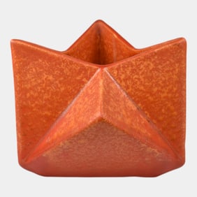 Muncie 1920s Art Deco Pottery Orange Ruben Haley Rombic Star Vase